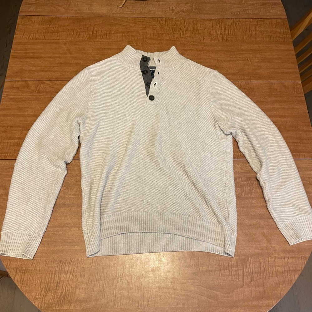 Men's Quarter Button Off White Sweater